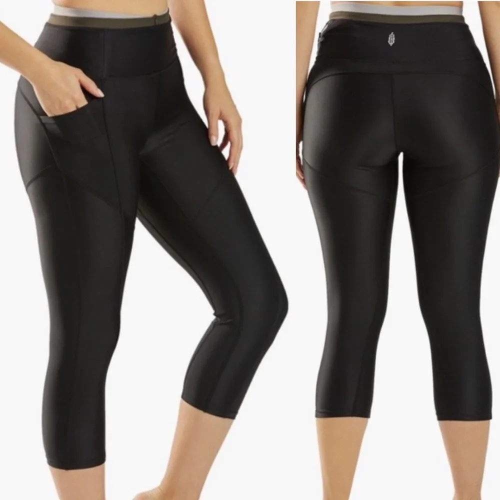 Free People Movement White Water Hybrid Leggings Black